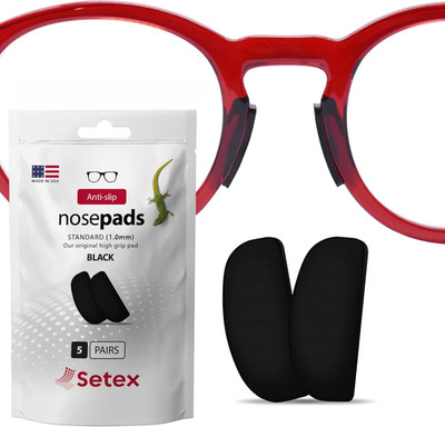 Setex Gecko Grip 1Mm anti Slip Eyeglass Nose Pads, (5 Black Pair) USA Made, 2500