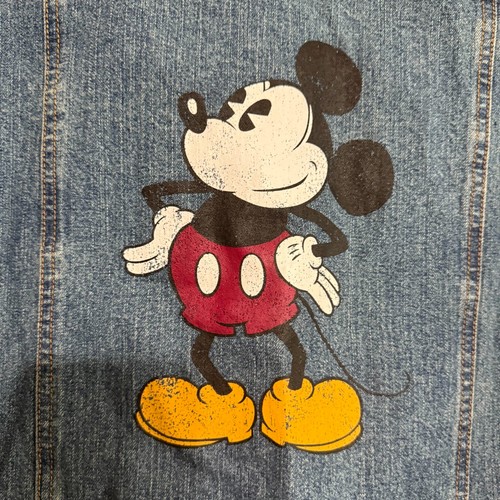 Disney Mickey Mouse Trucker Jacket Mens Small Blue Denim Pockets Retro Jean - Picture 6 of 11