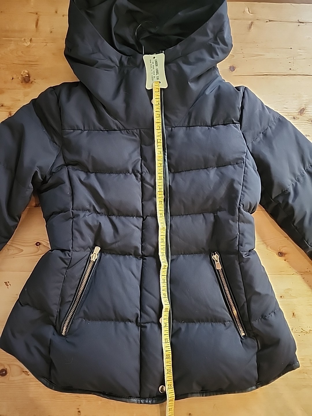 Zara Basic black fitted Downpuffer jacket fur lin… - image 7