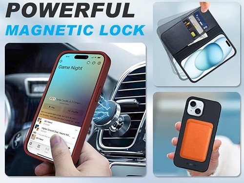 SHIELDON Case for iPhone 15 6.1" Real Leather folio Wallet RFID Cover Royal Blue - 第 21/24 張圖片