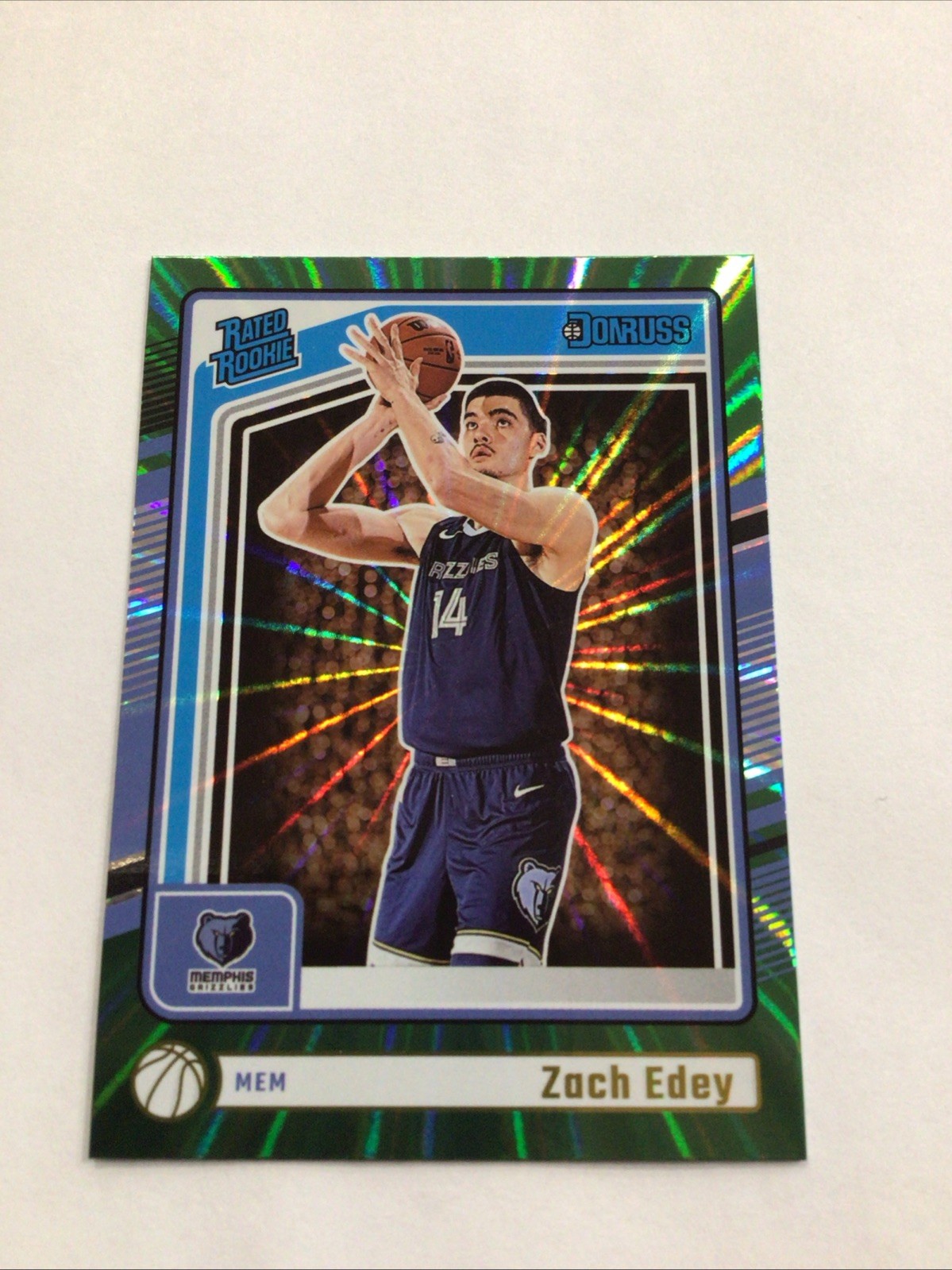 2024-25 Panini Donruss - Rated Rookie Zach Edey #239 Holo Green Laser (RC)