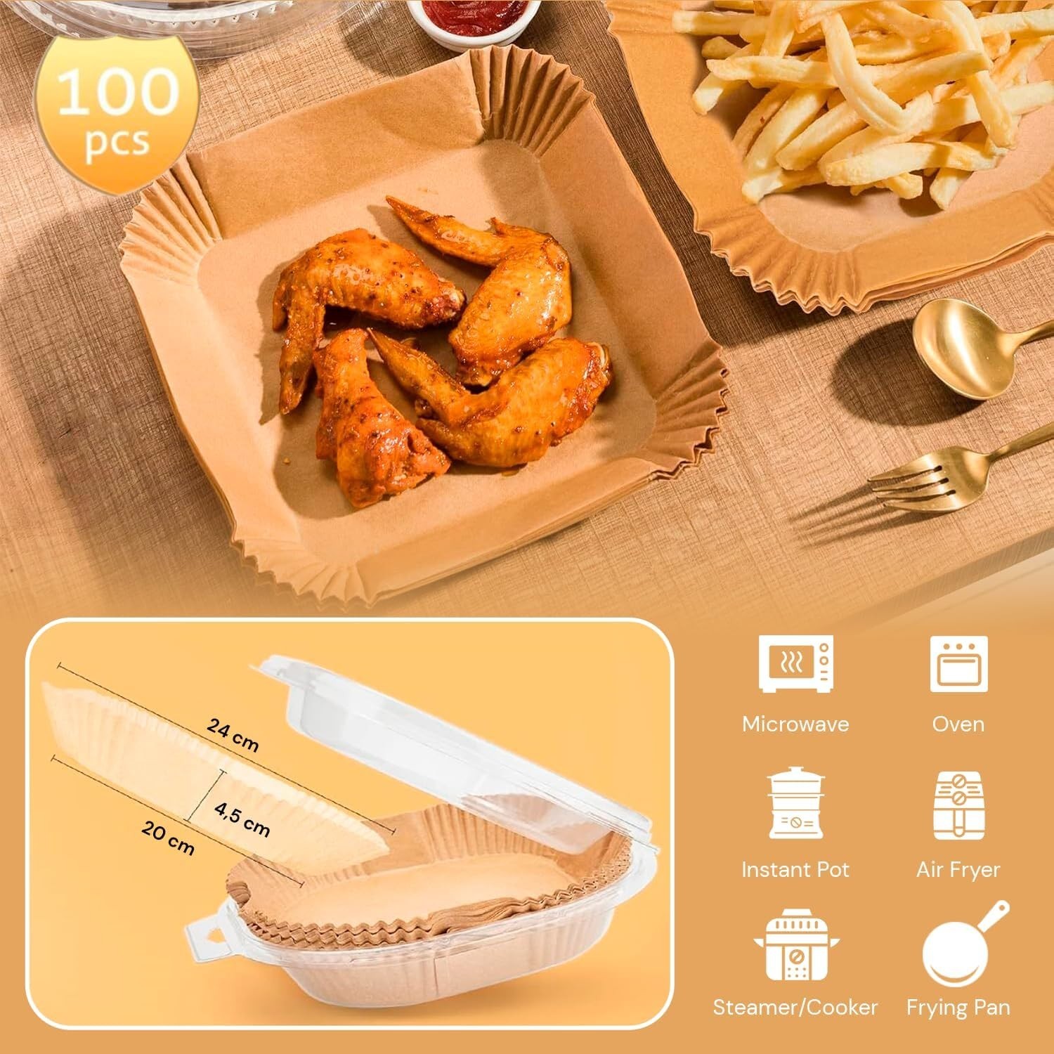 edihome, Carta Forno per Friggitrice ad Aria, BPA Free, Monouso, Adatto al Forno foto 4