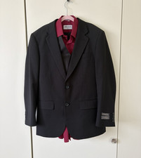 Berlioni Men's Black 3-Piece Suit 30S Classic Fit Satin Solid Bespoke
