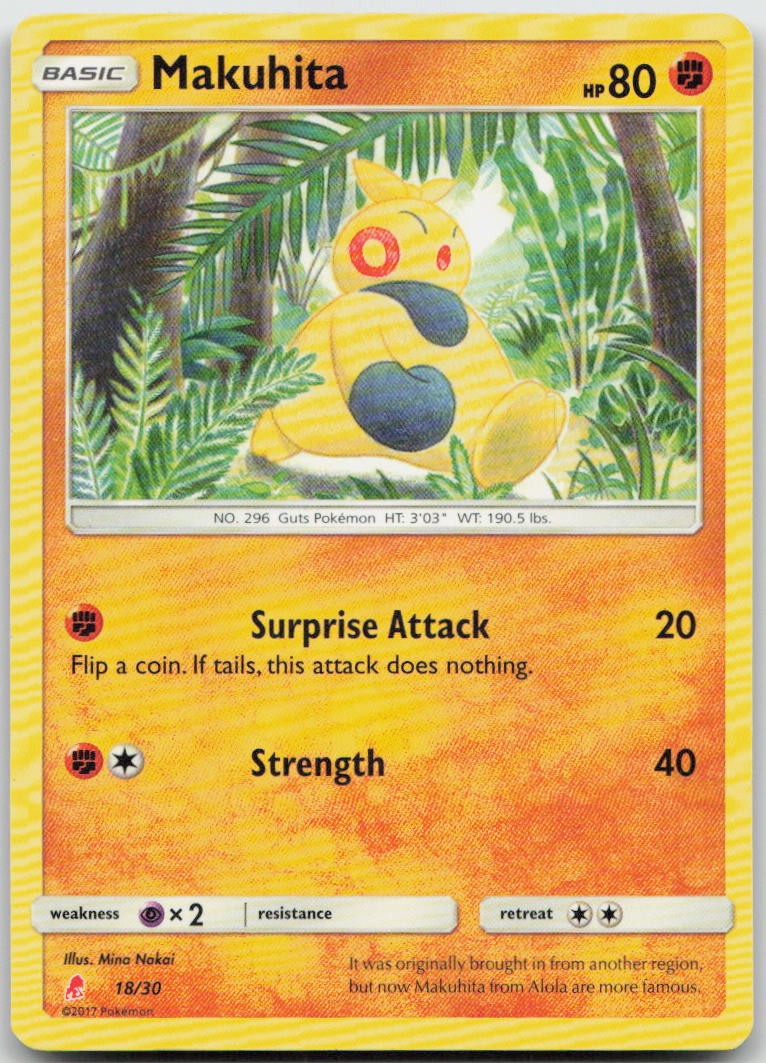Makuhita 18/30 Common SM Trainer Kit: Lycanroc & Alolan Raichu Pokemon TCG LP