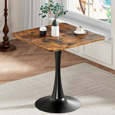 Square Dining Table for 2, Rustic Brown, Easy Assemble, Small Space Solution
