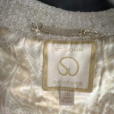 St. John Couture Damen Jacke Gr. 44 Beige Langarm