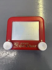 Red Mini Ohio Art POCKET Etch A Sketch Mini Small Toy - Good Condition