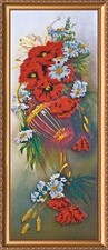 Bead embroidery kit Wildflowers needlework kit Art canvas beadwork pattern