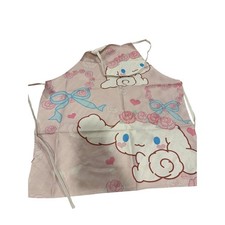 Cinnamoroll apron pink background, blue bows, pink roses, and hearts adult size