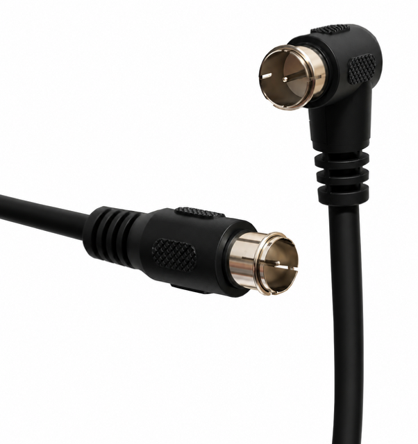 75cm Black F Plug Quick Release Cable with 90 Degree Right Angled Connector