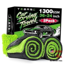 2-Pack Car Drying Towels 24x36 Inch 1300GSM, Twisted Loop Microfiber Gray-green