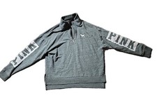 Pink Victorias Secret Pullover 1/4 Zip Sweatshirt Size Small Logo Long Sleeve