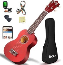 Soprano Ukulele Beginner Kit 21 Inch Ukelele w/Free Online Lesson Case Strap ...