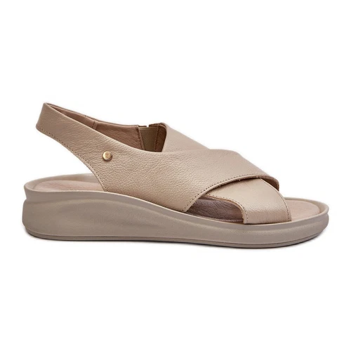 Zazoo 40392 Women's Leather Sandals, Beige - Picture 1 of 10