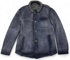 Gimo's Shearling Jacket Mens L Blue Wool Blend Fleece Lined Designer Italy