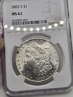 1882 S $1 Morgan Silver Dollar NGC MS62