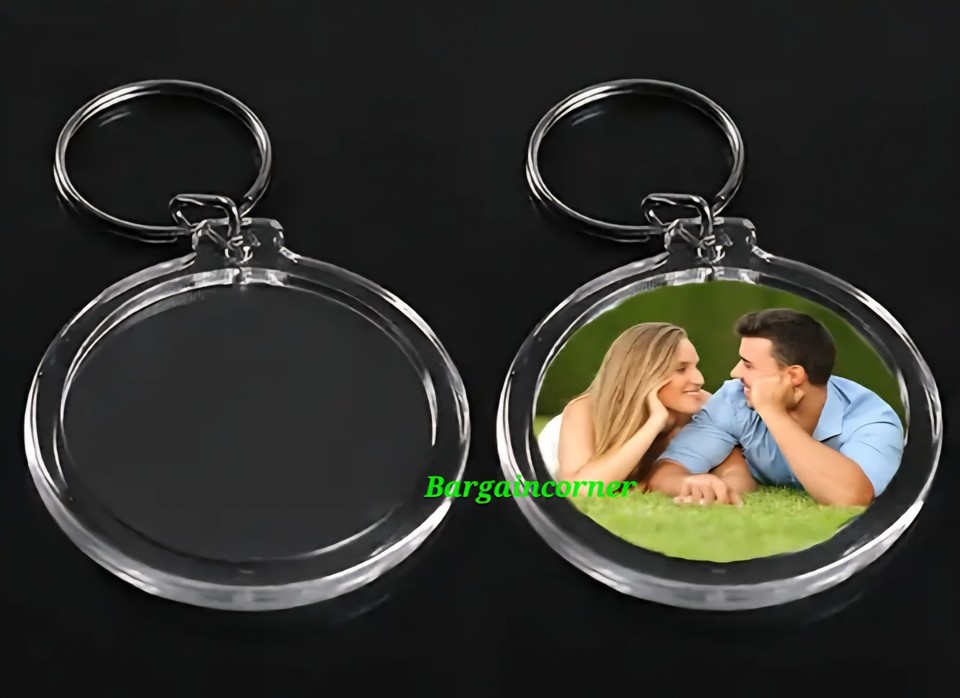 Photo Keyring (B) Picture Insert Frame Key Ring Key Photo Holder Blank ...
