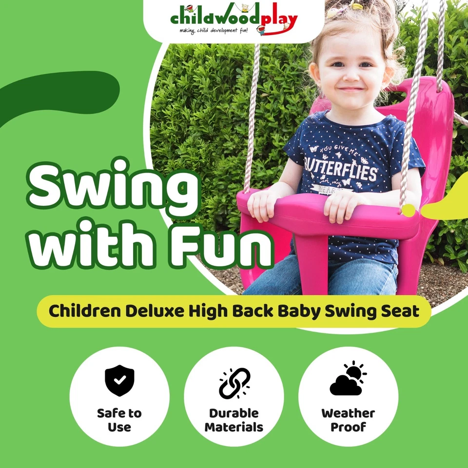 Childrens Garden Swing Seat with High back and safety belt Swings climbing frame - Image 2 of 4