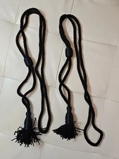 2 Black Curtain Drapery Decor Tassel Rope Cord Rope Tie Back  39"