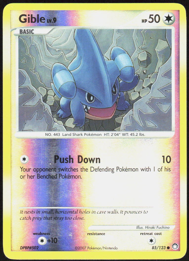 Gible 85/123 Common Mysterious Treasures Pokemon Reverse Holo Lightly Played
