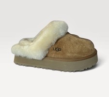 UGG Disquette Chestnut Suede Platform Slippers Womens Size 8 Clogs