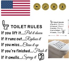 DIY Removable Toilet Rules Wall Quotes Stickers Washroom Bathroom Decals WC S...