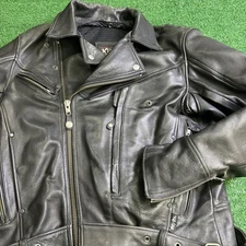 Vintage Xpert Performance Gear Leather Motorcycle Jacket W/Kevlar Black Mens Med