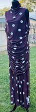 ASOS DESIGN Burgundy/White Polka Dot Ruched Mesh Cowl Neck Midi Dress L DKNY Men