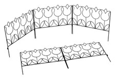 Woodside Tulip Style Garden Border Lawn Edging Steel Fence, 2.3m, pack of 5