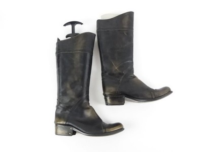 Damen Schuhe Stiefel Gr 38 Lederstiefel Echtleder Used Style schwarz (W)