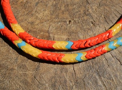 Vintage Yellow & Red African Snake Beads (6mm) Glass Spacer Beads (2997O017)