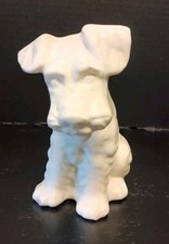 Vintage Ivory Glazed Schnauzer Terrier Puppy Dog Planter 7.5"