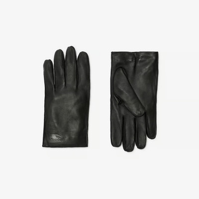 Authentic NEW BURBERRY Men's EKD DEBOSS Black Leather Gloves 10 XL