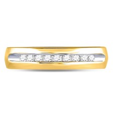 14kt Yellow Gold Mens Round Diamond Single-row Channel-set Wedding Band Rin