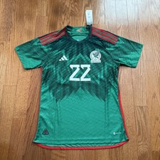 Mexico Home Green Soccer Jersey PLAYER VERSION H. Lozano 22 World Cup 2022 Large