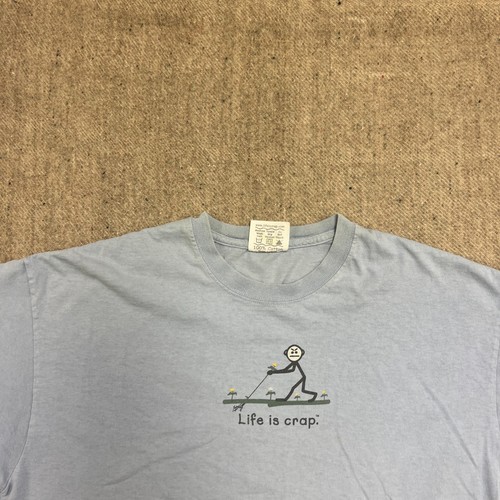 Vintage Life Is Crap Shirt Mens Large Blue 1990s - Picture 2 of 9