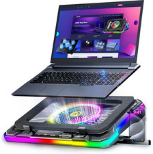 Gaming Laptop Cooling Pad with Full RGB Lights, Powerful Cooler Fan Stand for 15