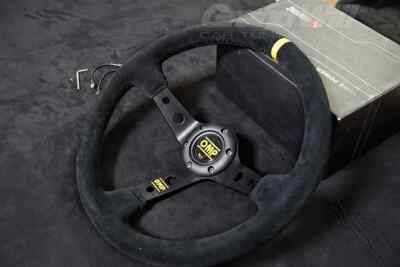 Universal OMP 350MM 14' Deep cone 90mm Suede/Genuine Leather Steering Wheel