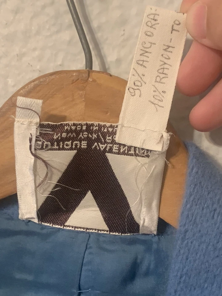 De colección NUEVO 1960 Boutique VALENTINO Mujer S Azul Difuso Angora Suéter Abrigo Chaqueta Foto 3 de 4