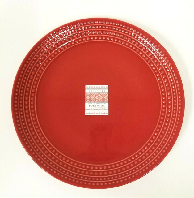 NEW SET OF 2 MATCERAMICA RED HANDMADE CERAMIC ROUND DINNER PLATESFROM PORTUGAL eBay