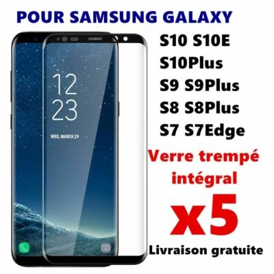 pour Samsung S8 S9 Plus S20 S10 S7 VITRE VERRE TREMPE Protection Intégral Total - Photo 1/4