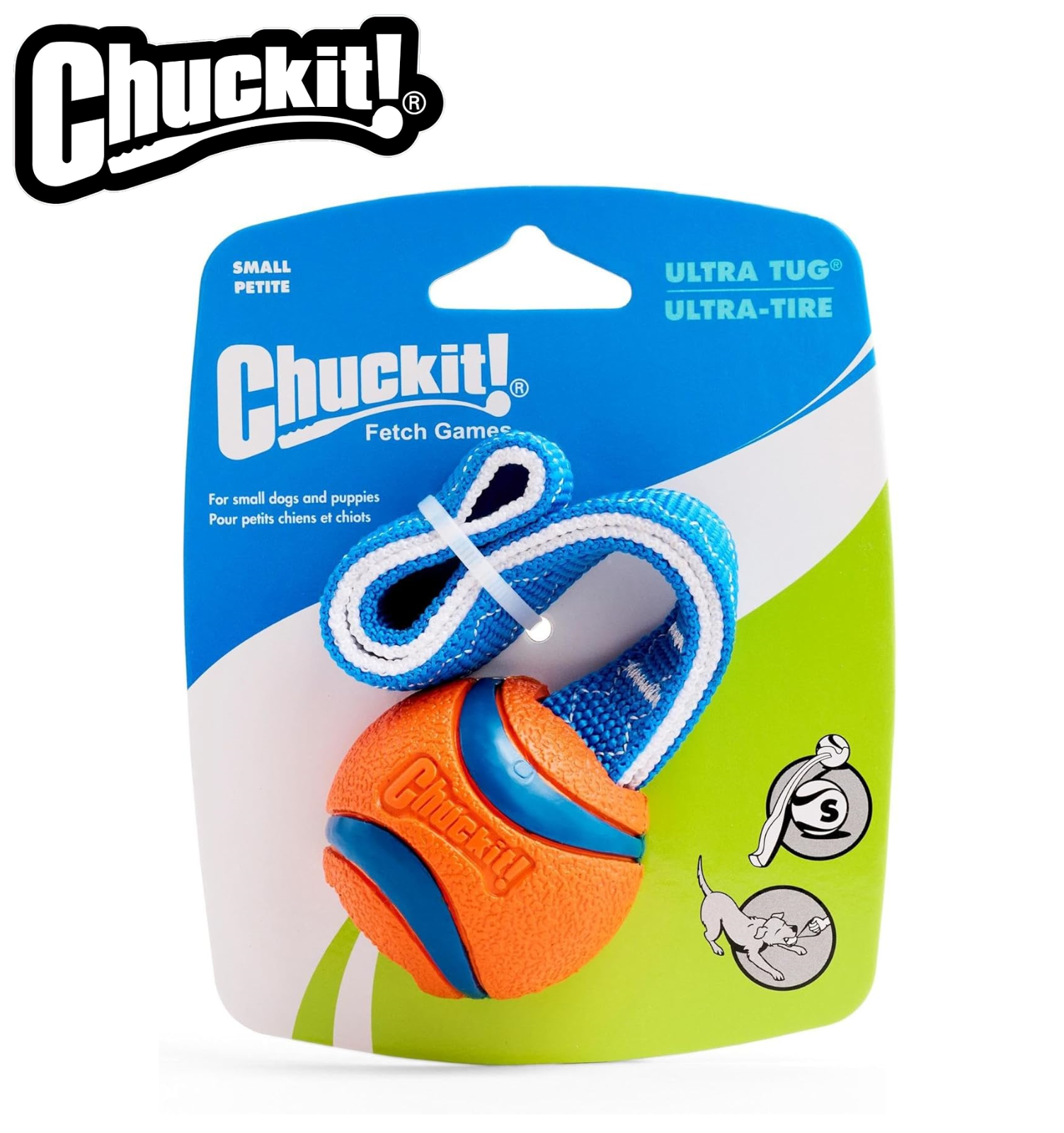 CHUCK IT! ULTRA TUG DOG TOY WITH ROPE & RUBBER BALL INTERACTIVE DOG TOY, SMALL