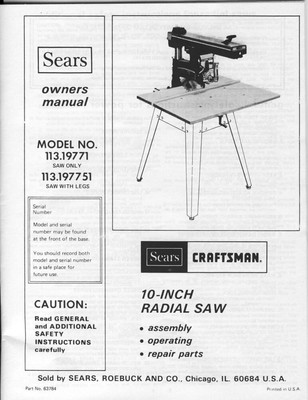 Radial Arm Saw Instructions 
