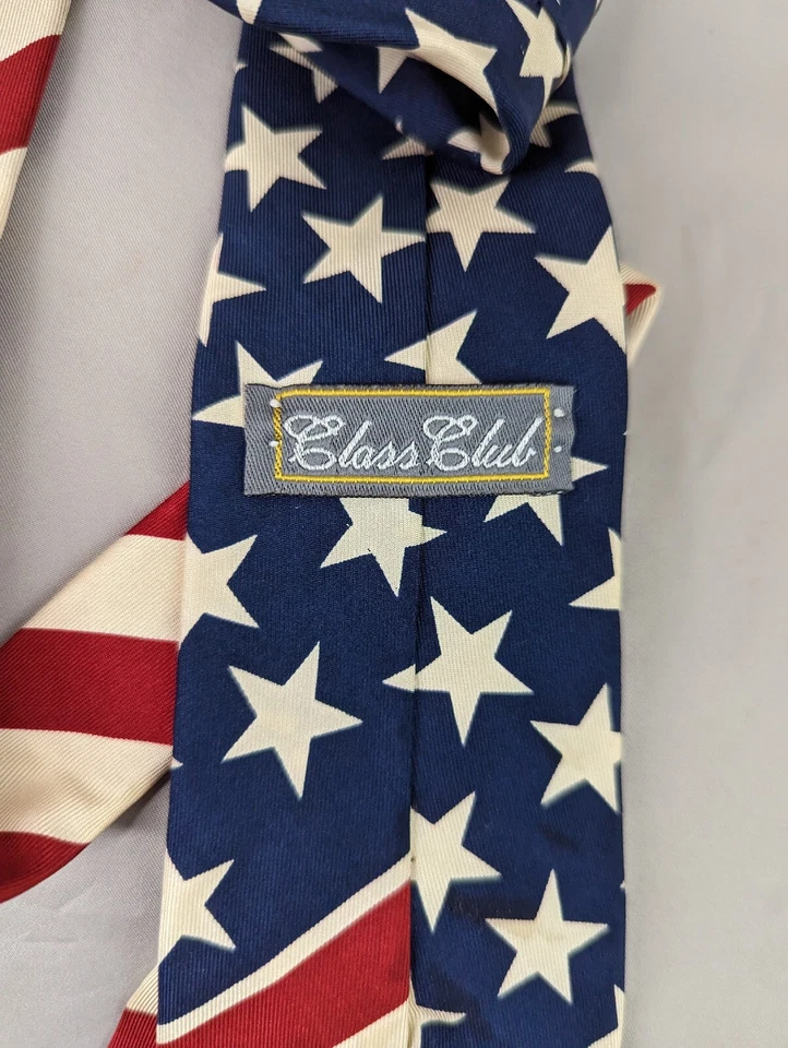 Corbata patriótica 52 roja blanca azul 4 de julio vintage bandera americana seda para hombre EE. UU. Foto 4 de 4