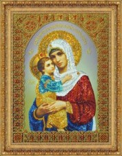 Bead embroidery kit Icon of the Mother of God hand embroidery needlework kit
