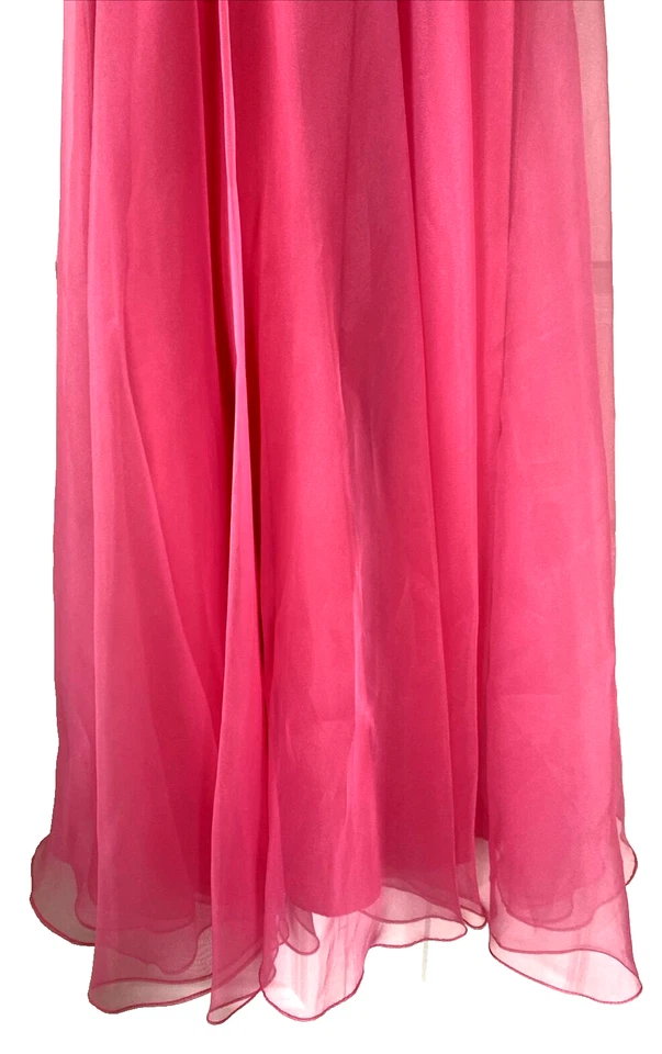 Maxi Vestido De Colección Años 80 Alyce Designs Talla 8 Rosa Gasa Formal Fiesta Baile de graduación Foto 4 de 4