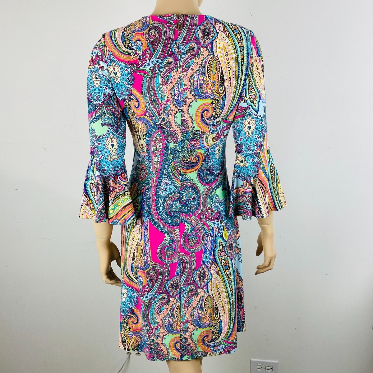 Tommy Hilfiger Colorful Bohemian Paisley Jaipur Shift Dress Bell Sleeves  Size 2 | eBay