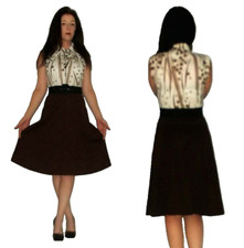 SALE! SM Vtg 60s 70s Bleeker St Brown & White Floral Madmen Secretary Day Dress