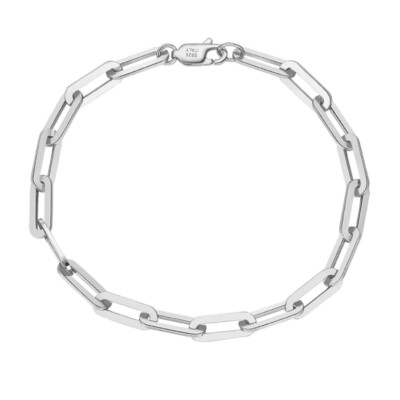 Massives 925 Sterlingsilber Büroklammer Armband, 3 mm Breite 7 Zoll Büroklammer Kette