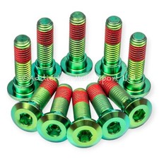 10x Kawasaki Ninja ZX9R 94-03 Green Titanium Front Disc Rotor Bolts Threadlock